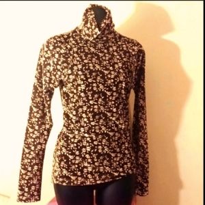 Dodo bar Or,dark olive green,off white , flowers,velvet texture,turtleneck.Sz.42